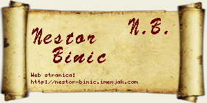 Nestor Binić vizit kartica